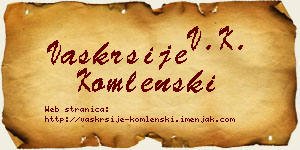 Vaskrsije Komlenski vizit kartica